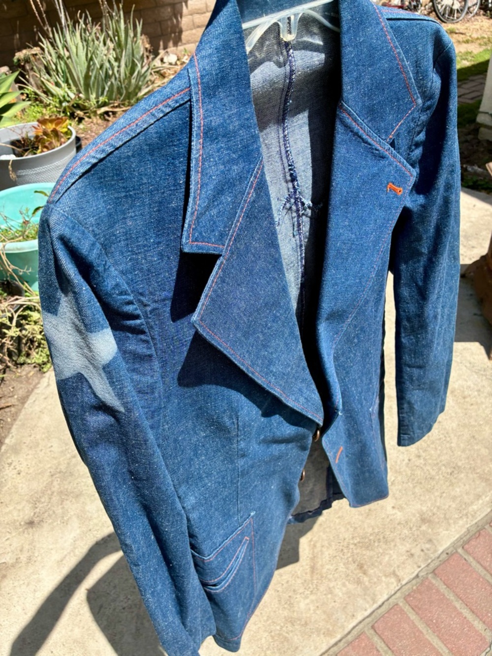 Men's Wrangler Vintage Retro Cowboy Western Denim Blazer - Blue - Picture 3 of 10